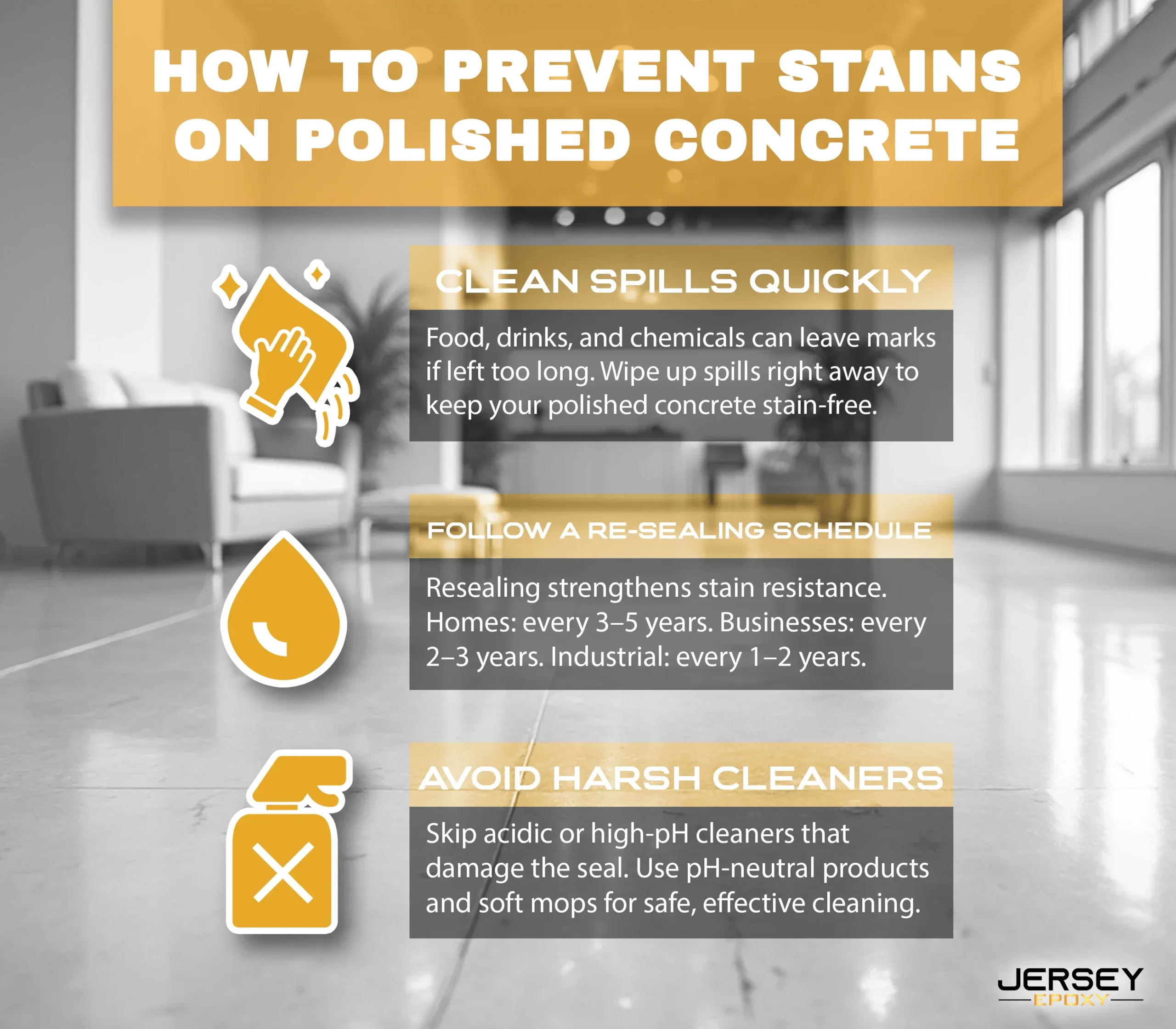 How to Prevent Stains on Polished Concrete