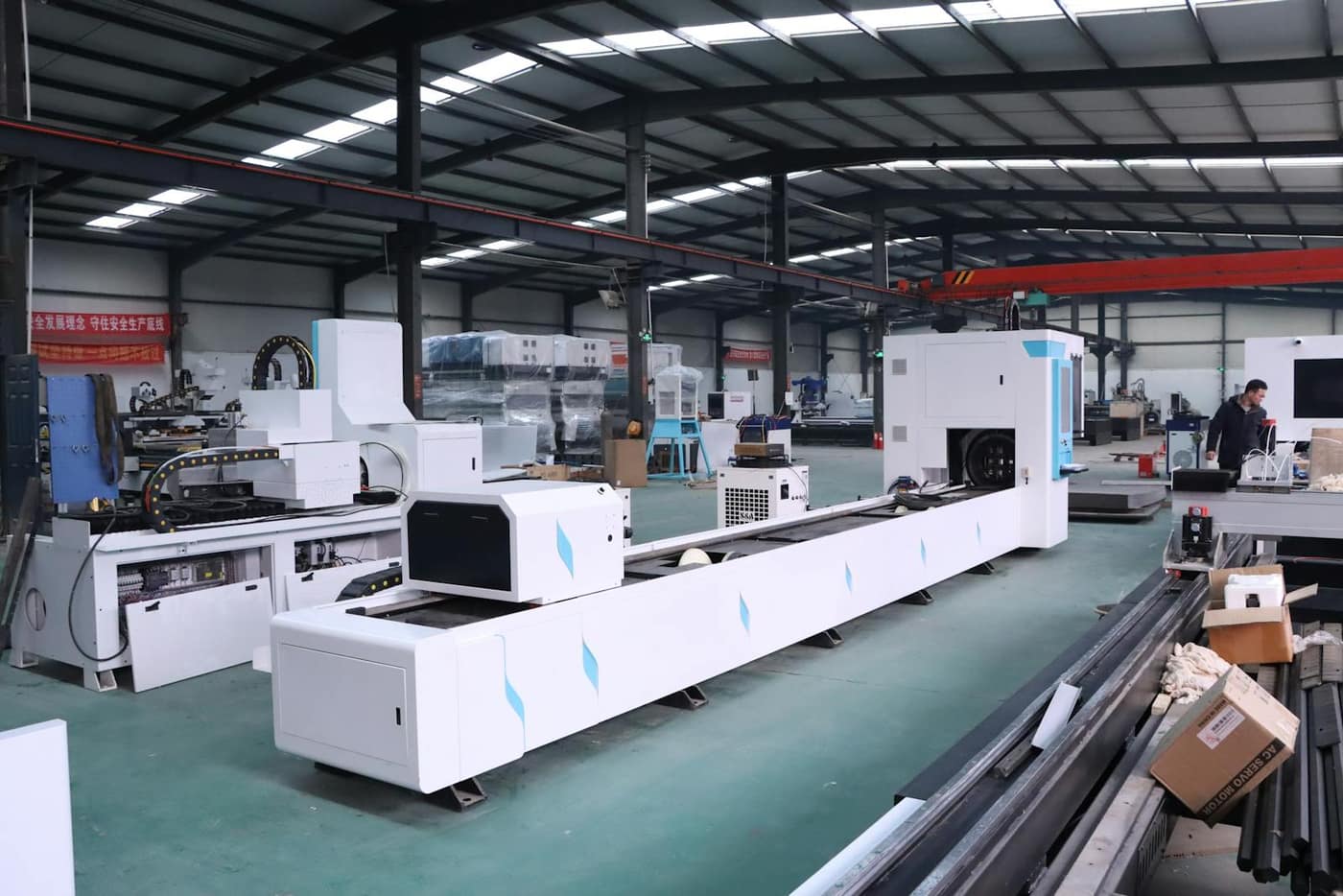 Production machinery on a sealed industrial epoxy floor