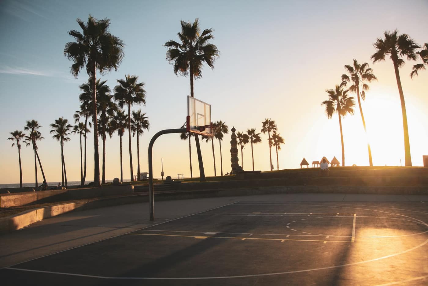 Indoor gymnasium court with a durable hard floor