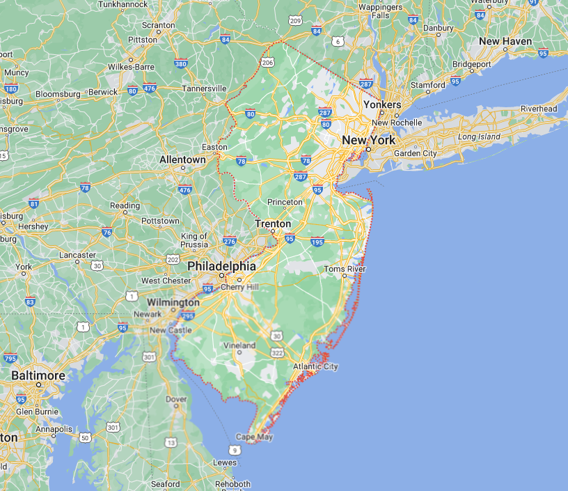Jersey Epoxy New Jersey Service Area Map