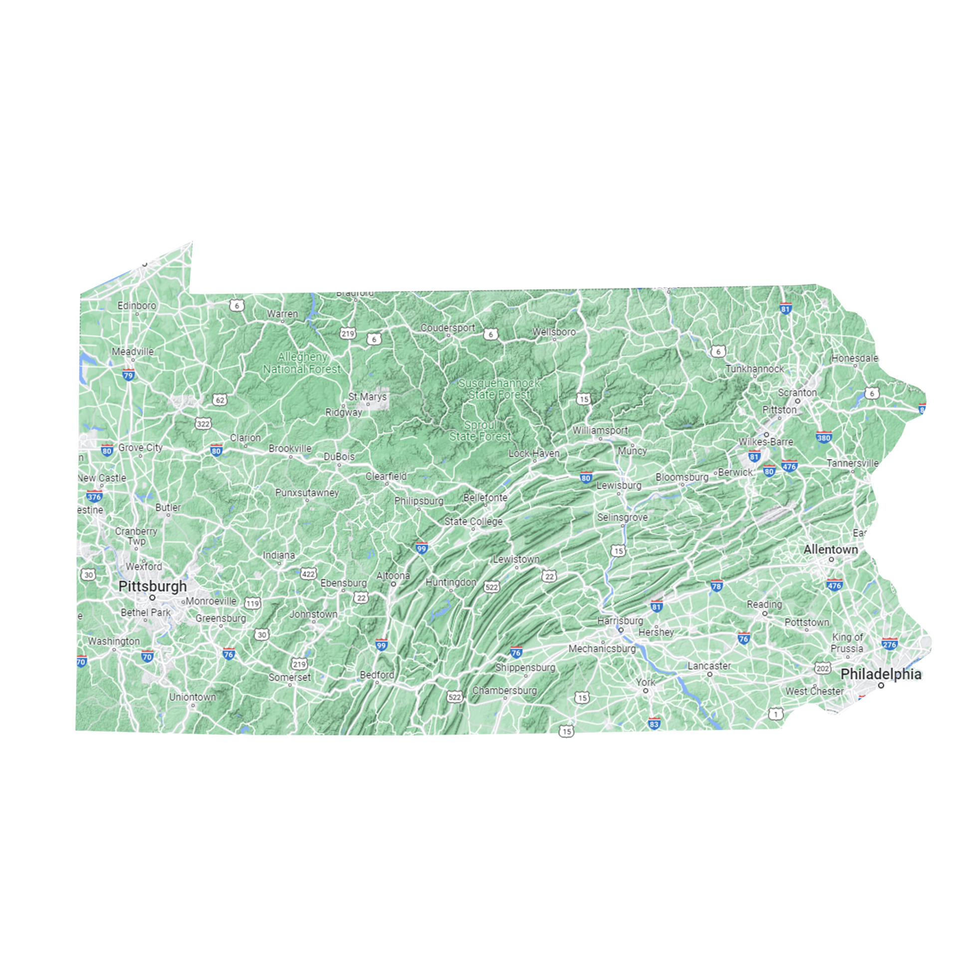 Jersey Epoxy Pennsylvania Service Area Map