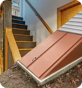 Durable custom epoxy flooring installation on a basement stairway.