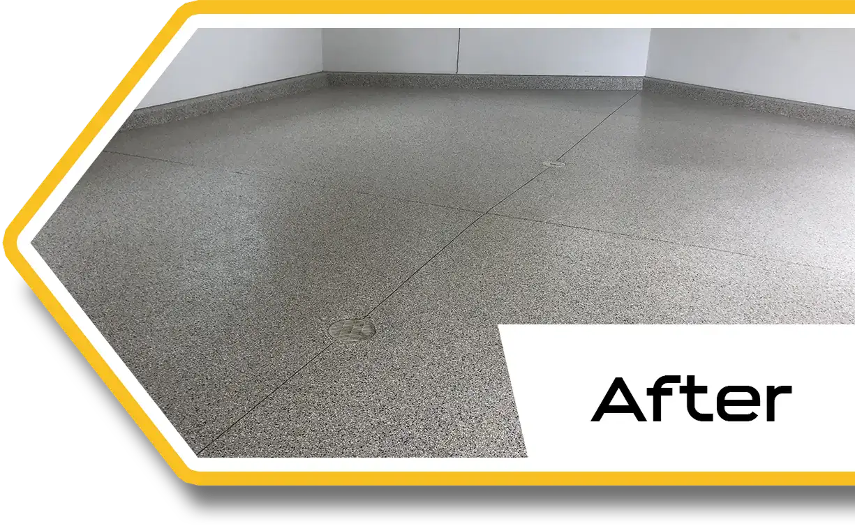 Polyurethane epoxy garage floor coating with durable, seamless finish.