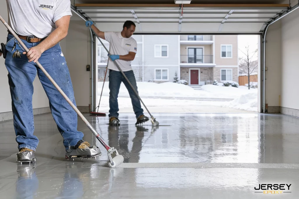 Can You Install Epoxy in a Condo Garage Floor in Winter? Winter Epoxy Installation in Progress